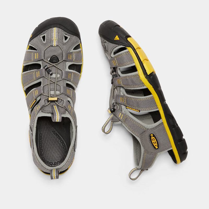 Cheap Keen Clearwater Cnx Mens Hiking Sandals Grey/Lemon NZ (1764-WPRFX)